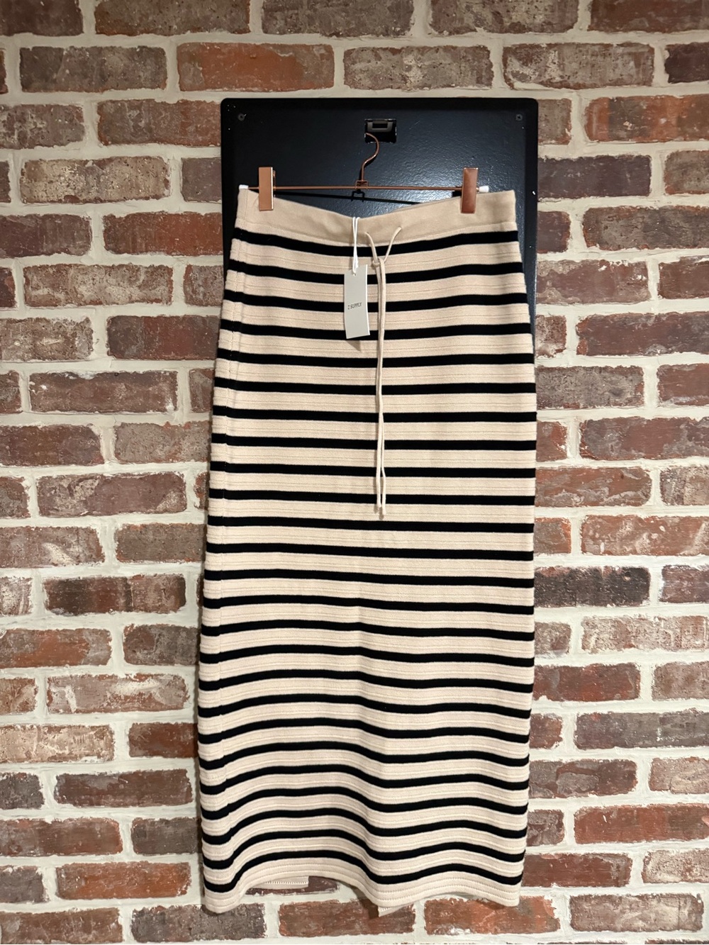 Brand new with tags. Z Supply Striped Knit Midi Skirt in Cream and Black